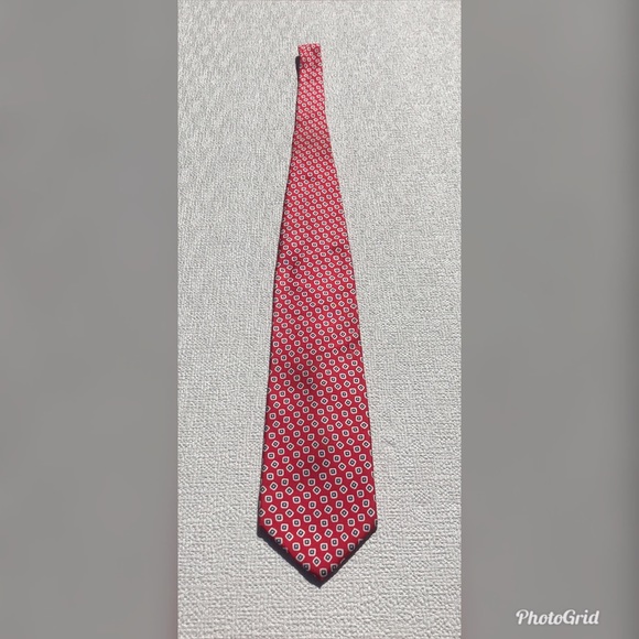 Jos. A. Bank Red Tie with White/Blue Square Tie - Picture 2 of 6